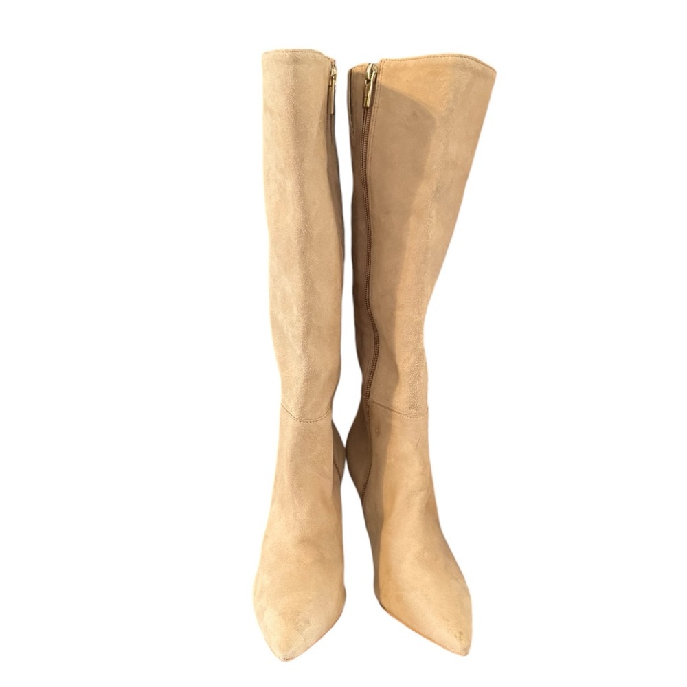 Vince Camuto Boots TRESSARA tan suede full zip up pointy toes size 6 1/2 M 37 - Picture 2 of 6